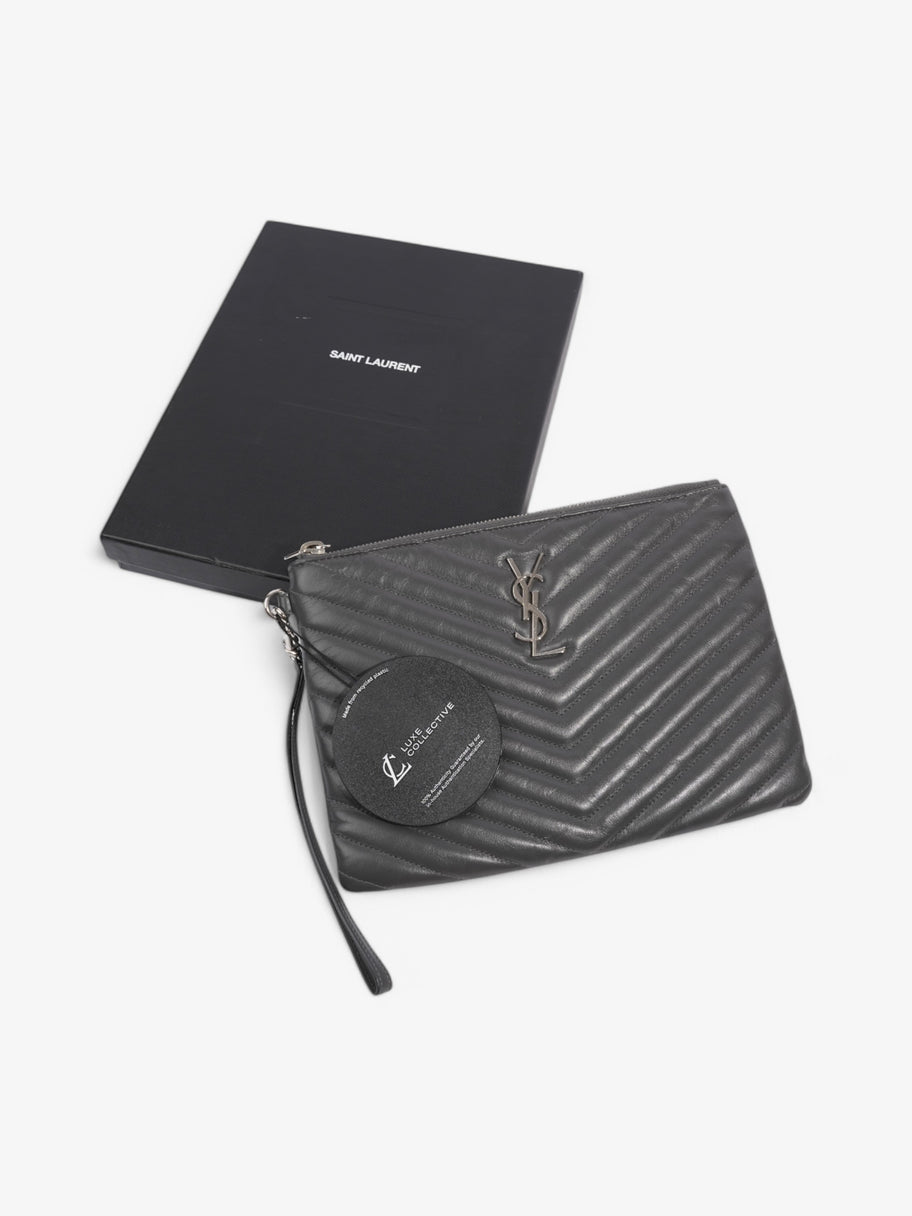 Saint Laurent Jolie Clutch Grey Leather Image 8