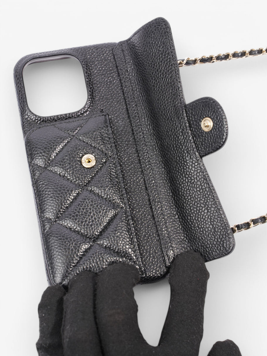 Chanel iPhone 15 Pro Max Case With Chain Black Caviar Leather Image 7