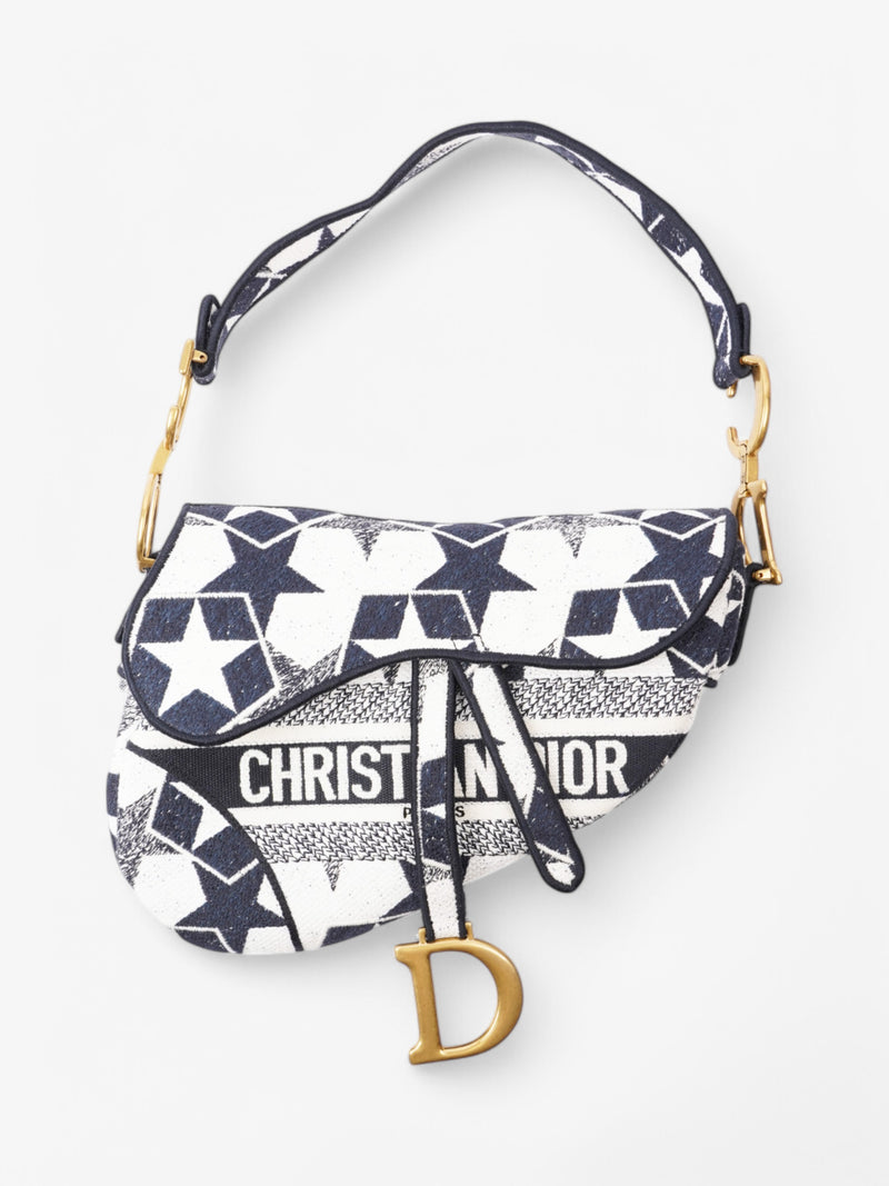  Christian Dior Saddle bag White / Blue Canvas