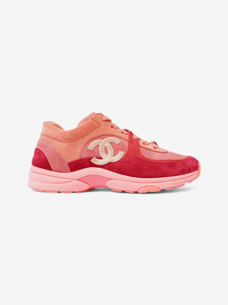  Chanel CC Logo Sneakers Salmon / Red / Beige Suede EU 38 UK 5