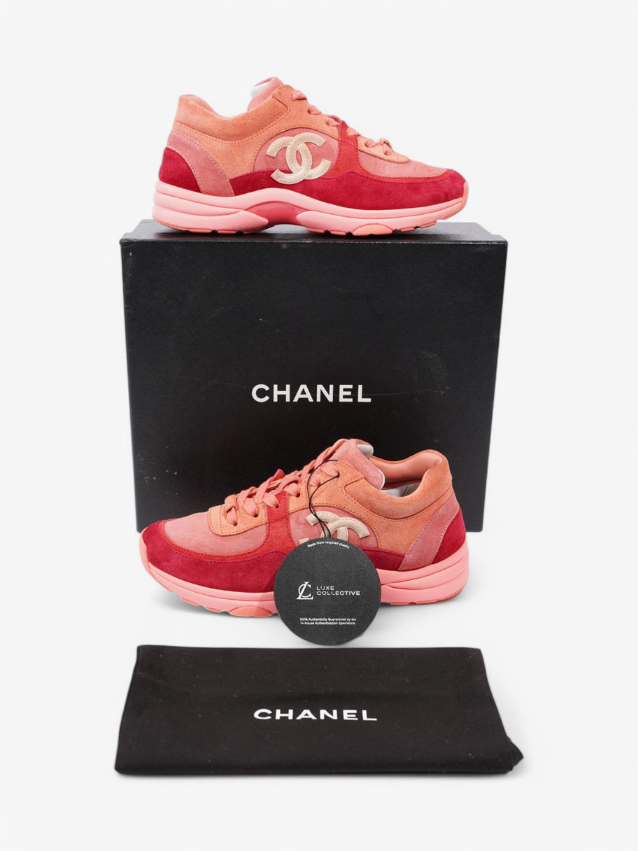 Chanel CC Logo Sneakers Salmon / Red / Beige Suede EU 38 UK 5 Image 10