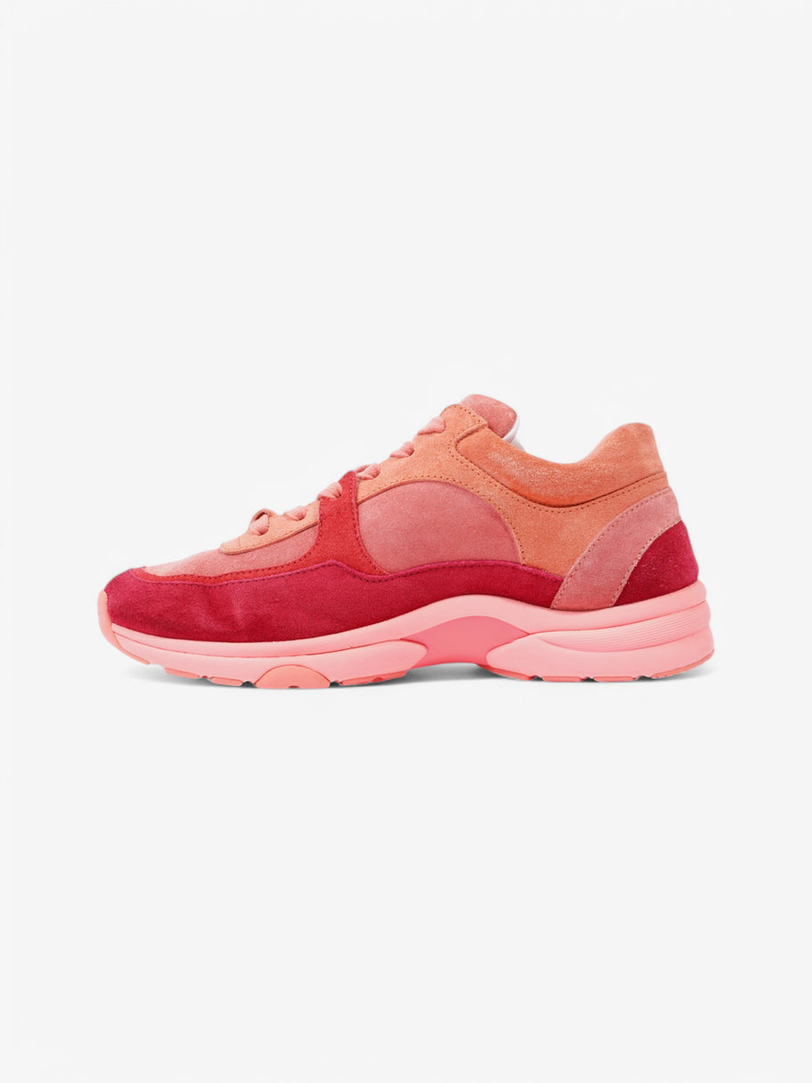 Chanel CC Logo Sneakers Salmon / Red / Beige Suede EU 38 UK 5 Image 3