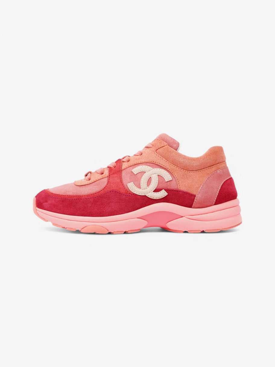 Chanel CC Logo Sneakers Salmon / Red / Beige Suede EU 38 UK 5 Image 5