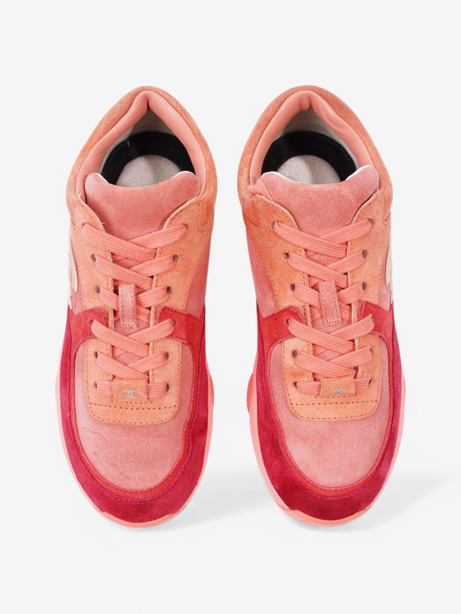 Chanel CC Logo Sneakers Salmon / Red / Beige Suede EU 38 UK 5 Image 8