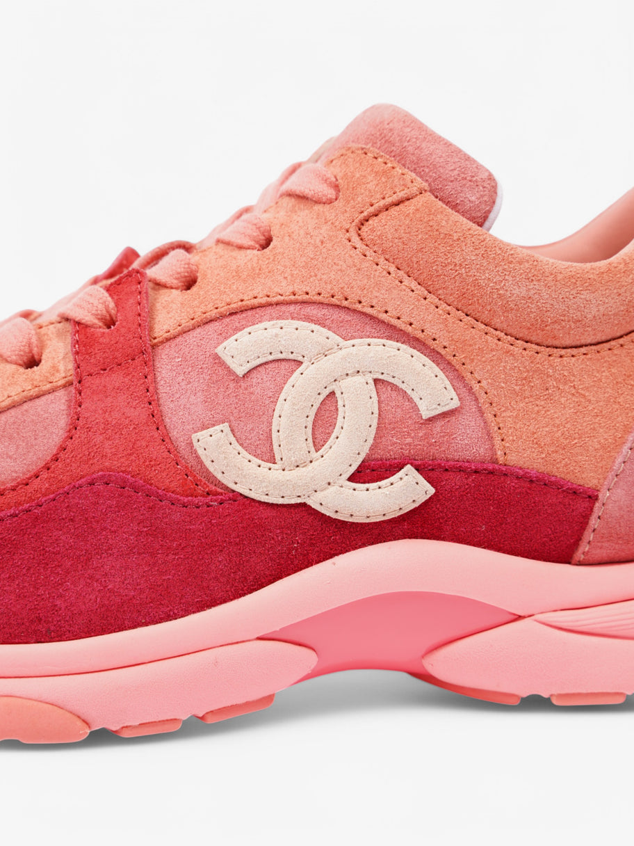 Chanel CC Logo Sneakers Salmon / Red / Beige Suede EU 38 UK 5 Image 9