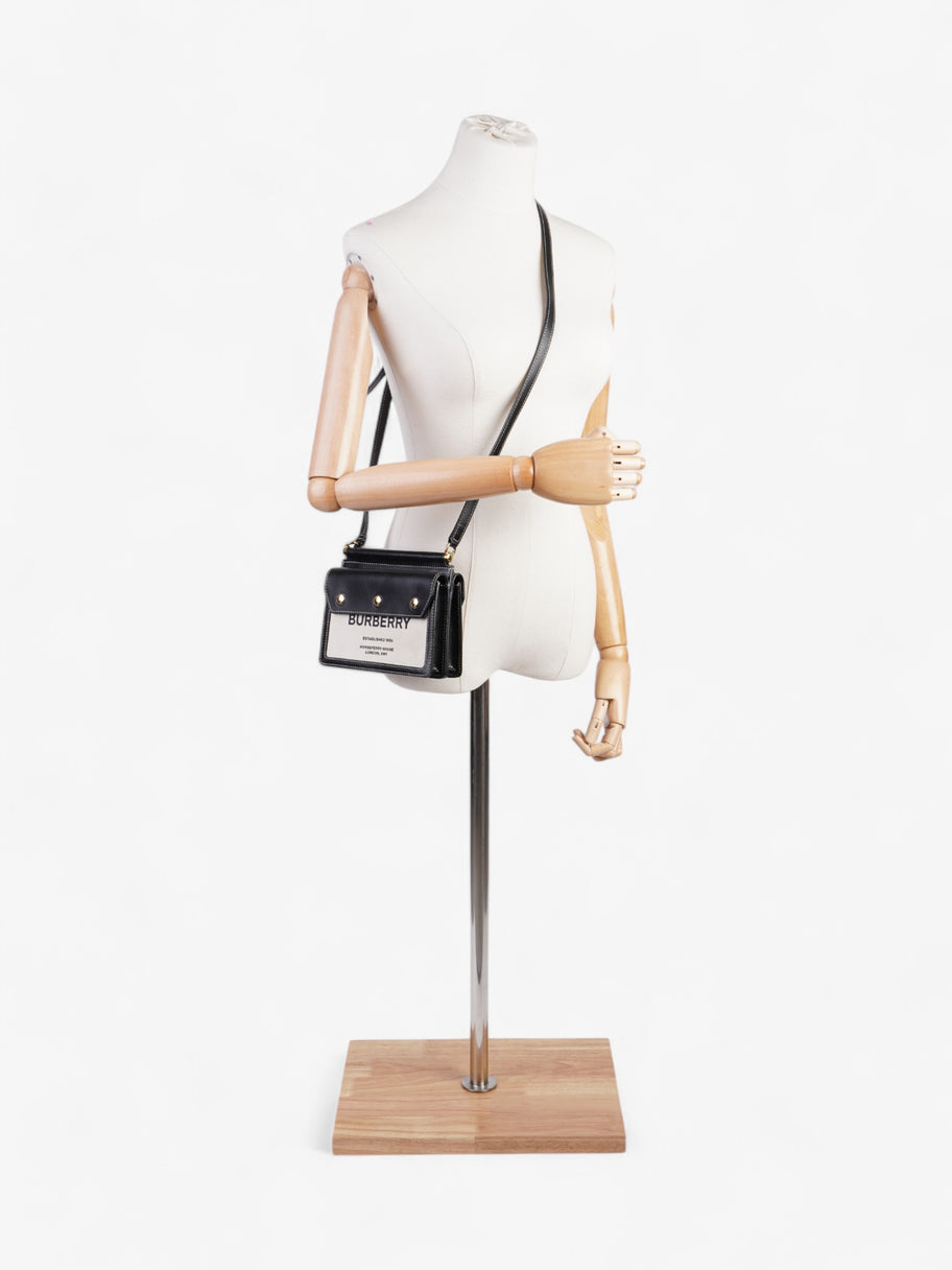Burberry Horseferry Print Title Bag Beige / Black Canvas Mini Image 2