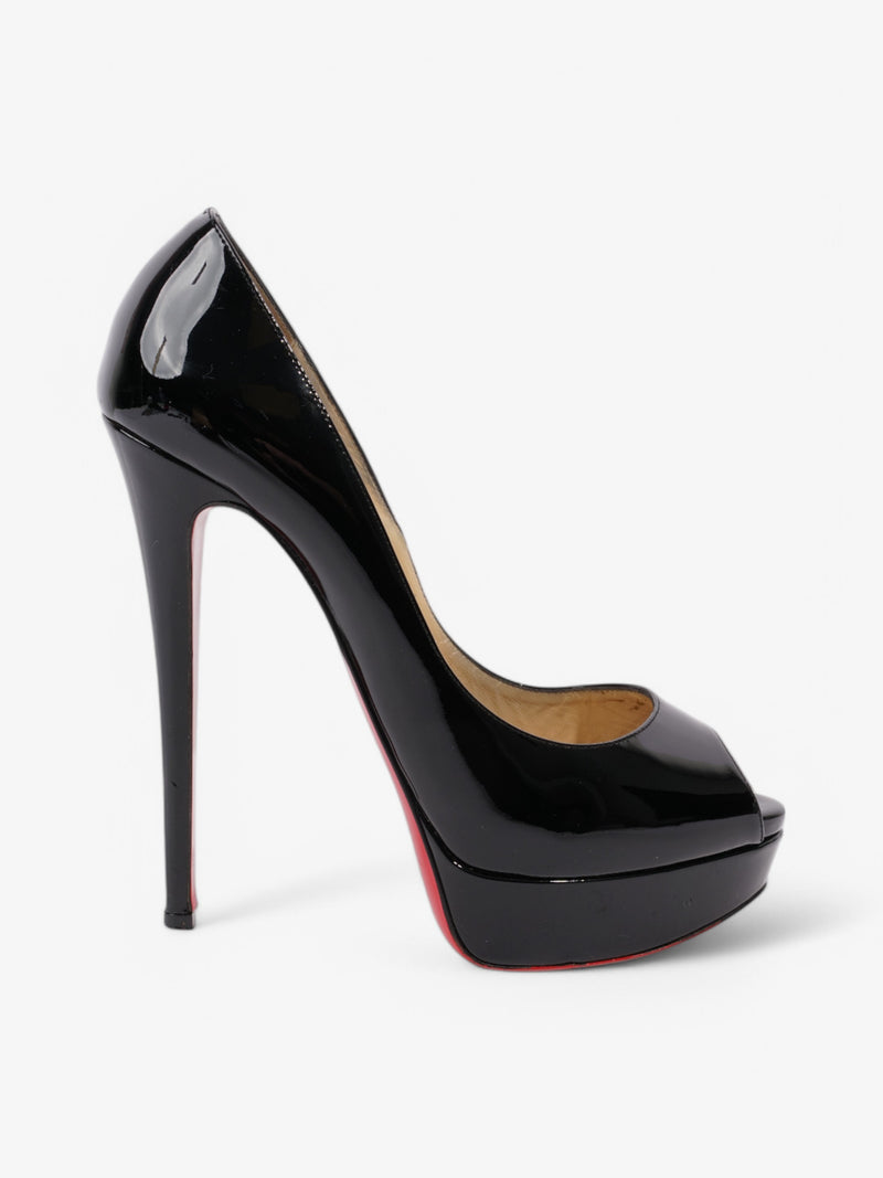  Christian Louboutin Lady Peep  150 Black Patent Leather EU 40 UK 7