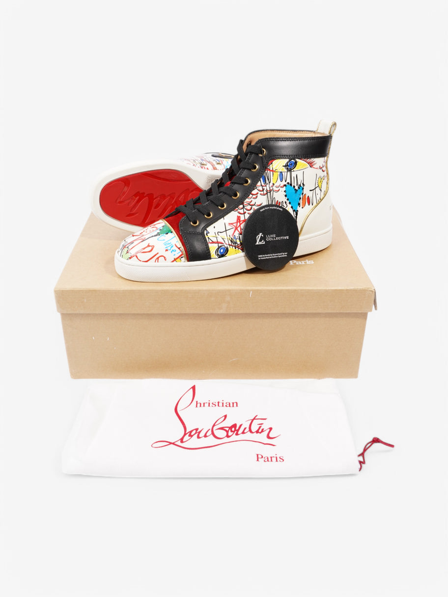 Christian Louboutin Louis Junior Spike High-Top White  / Black / Red Patent Leather EU 43 UK 9 Image 10