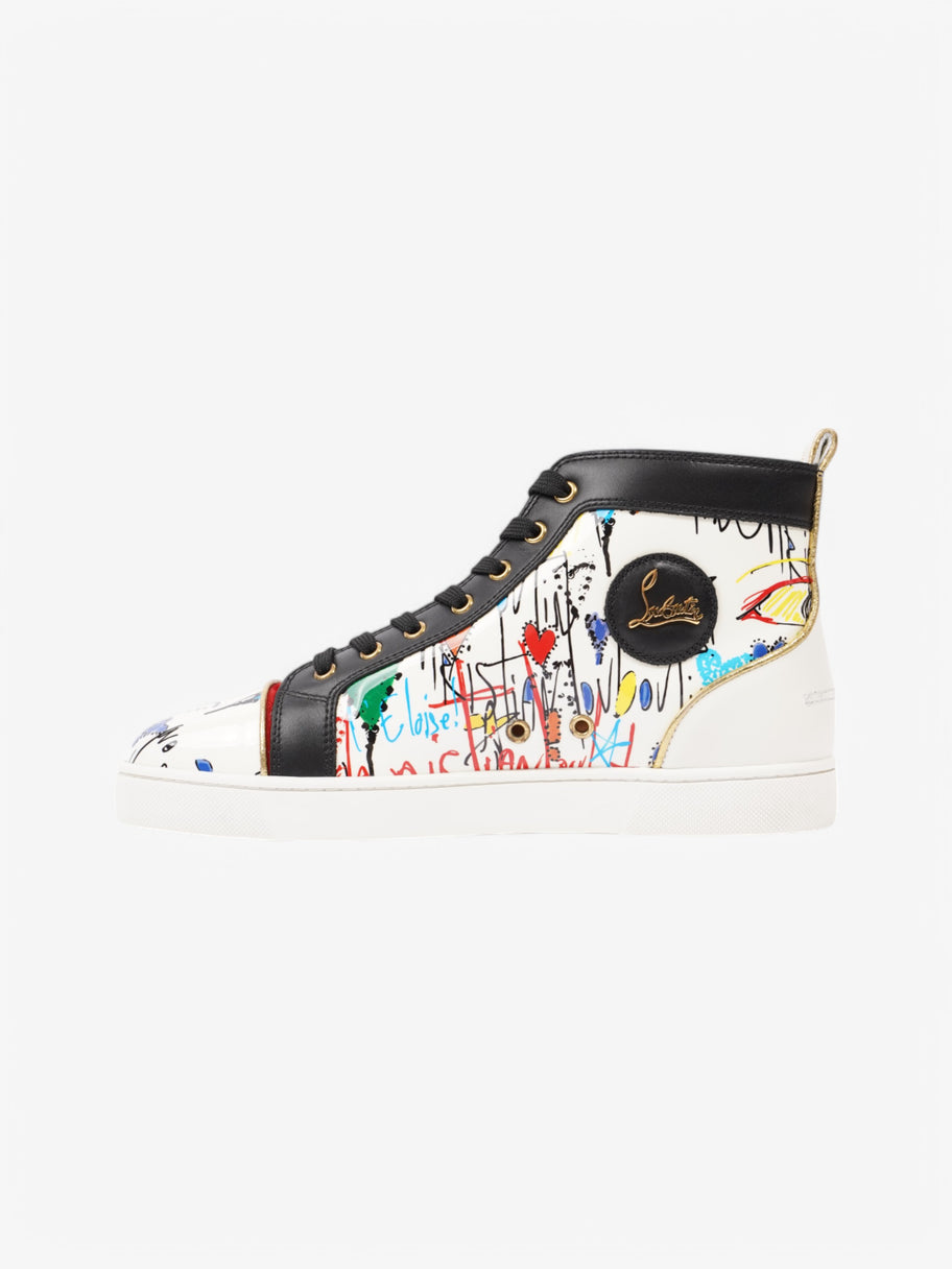 Christian Louboutin Louis Junior Spike High-Top White  / Black / Red Patent Leather EU 43 UK 9 Image 3