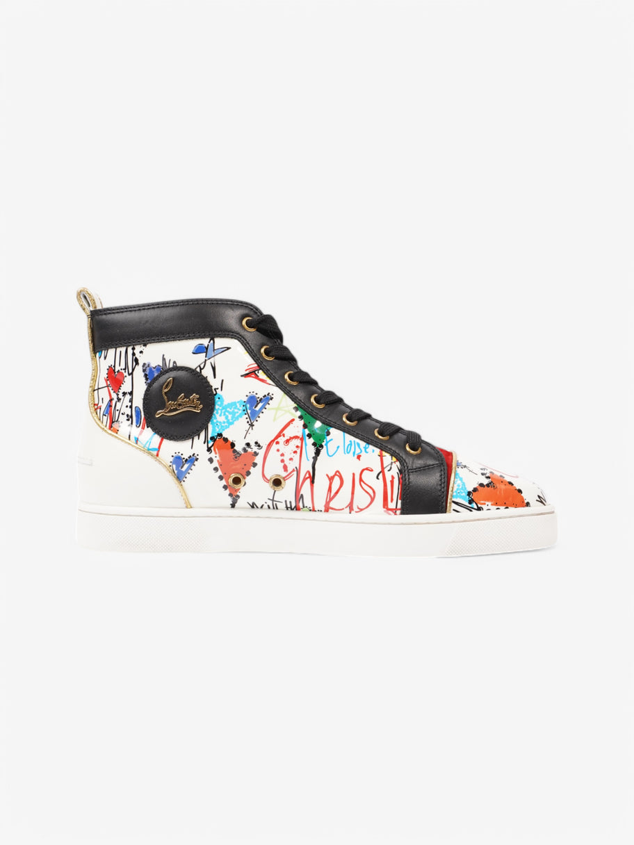 Christian Louboutin Louis Junior Spike High-Top White  / Black / Red Patent Leather EU 43 UK 9 Image 4