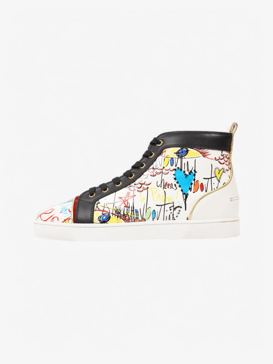 Christian Louboutin Louis Junior Spike High-Top White  / Black / Red Patent Leather EU 43 UK 9 Image 5