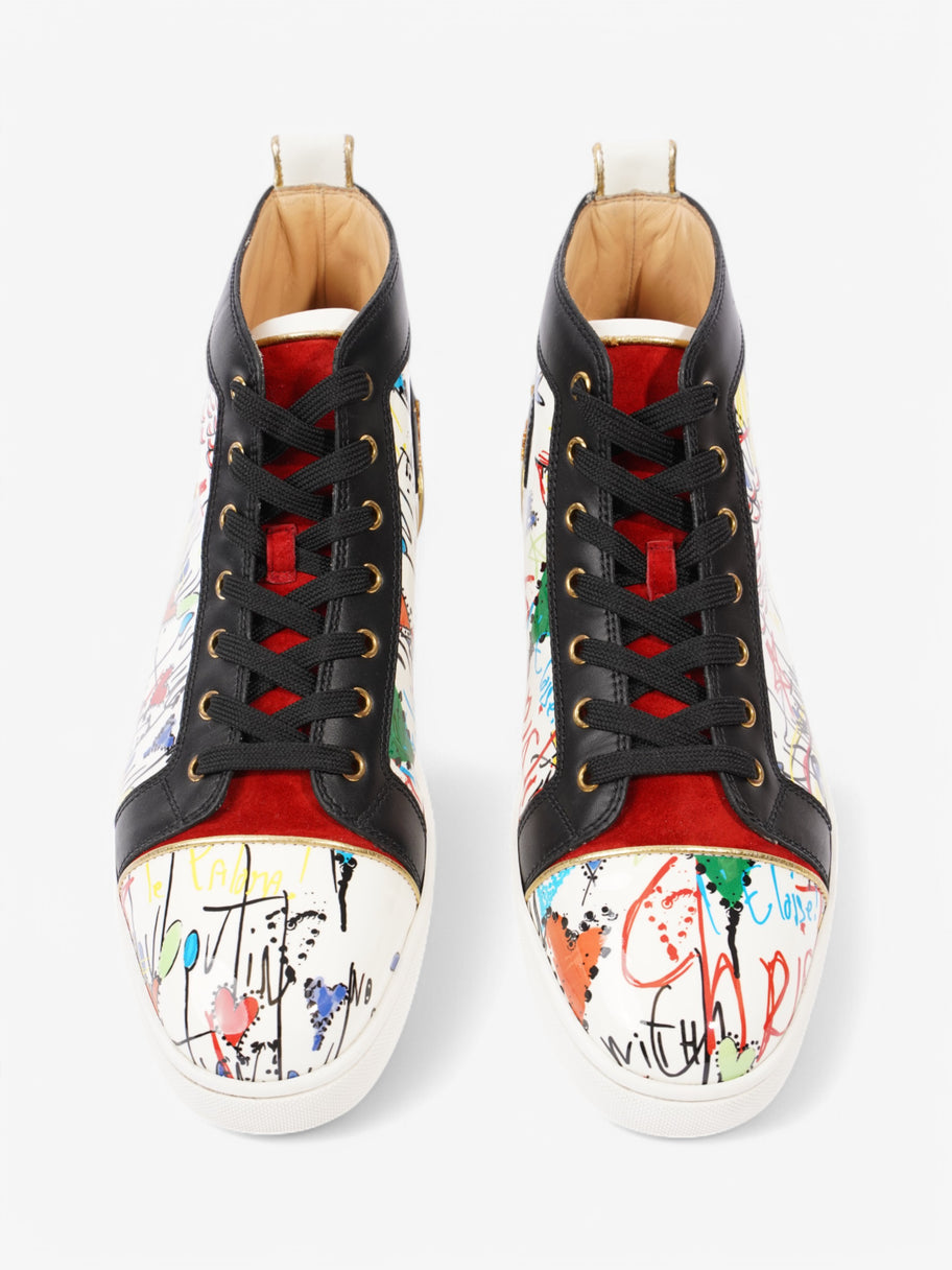 Christian Louboutin Louis Junior Spike High-Top White  / Black / Red Patent Leather EU 43 UK 9 Image 8