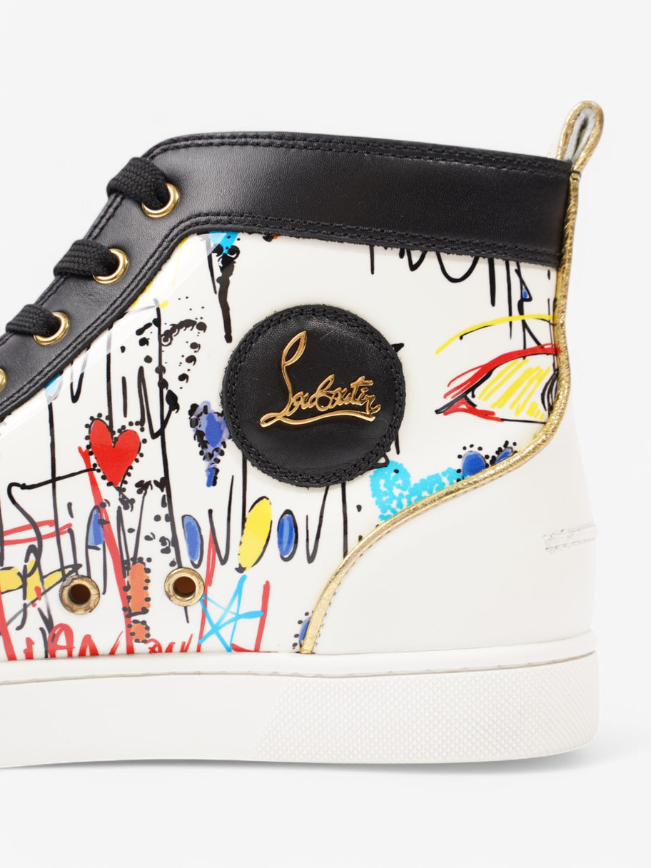 Christian Louboutin Louis Junior Spike High-Top White  / Black / Red Patent Leather EU 43 UK 9 Image 9
