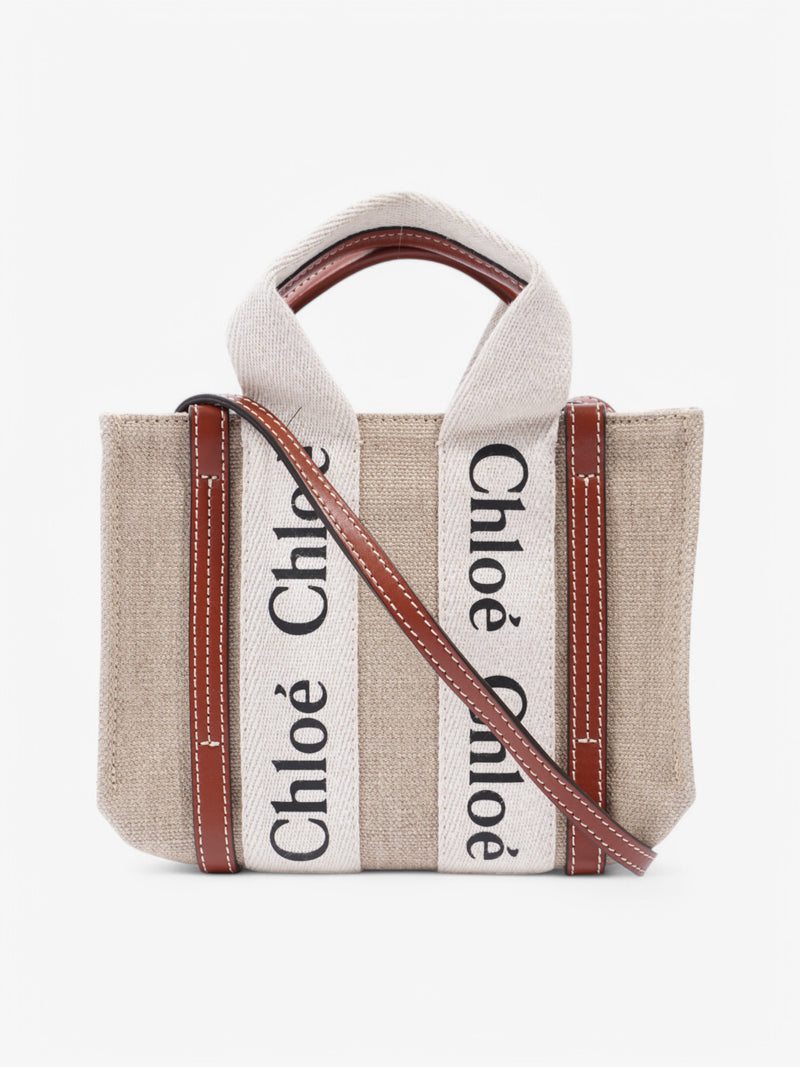  Chloe Woody Tote Beige Canvas Mini
