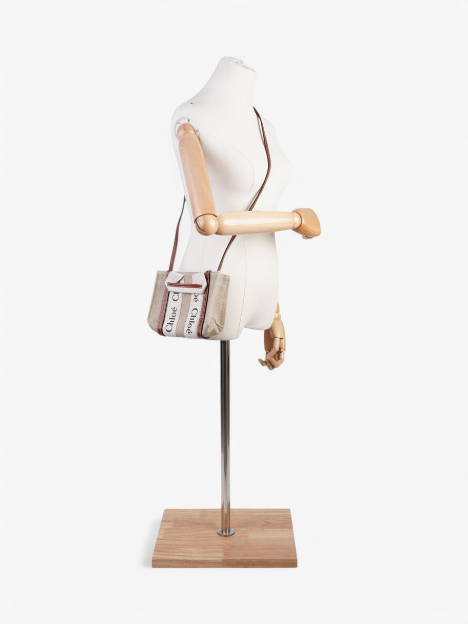 Chloe Woody Tote Beige Canvas Mini Image 2