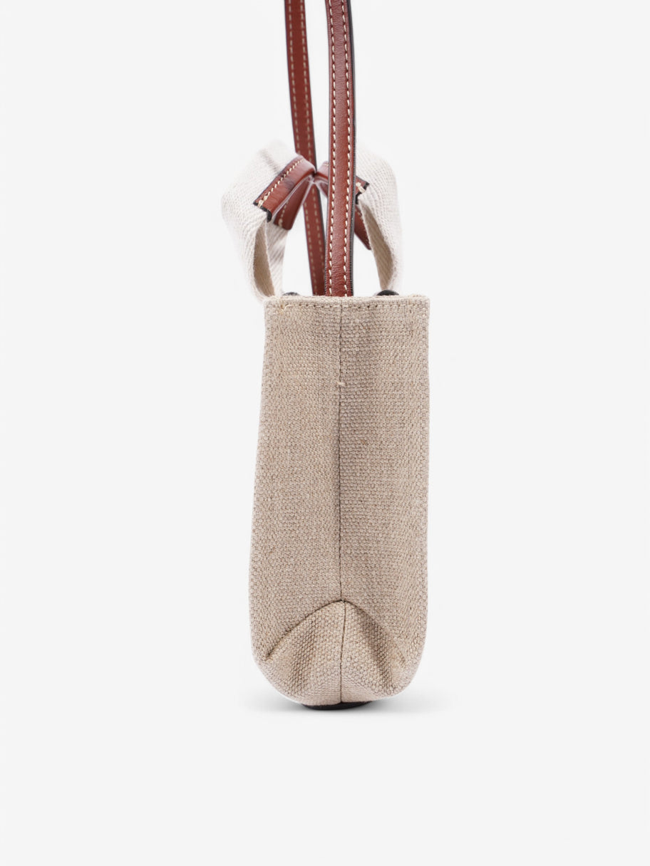 Chloe Woody Tote Beige Canvas Mini Image 3