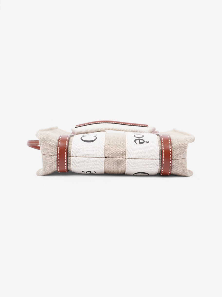 Chloe Woody Tote Beige Canvas Mini Image 6