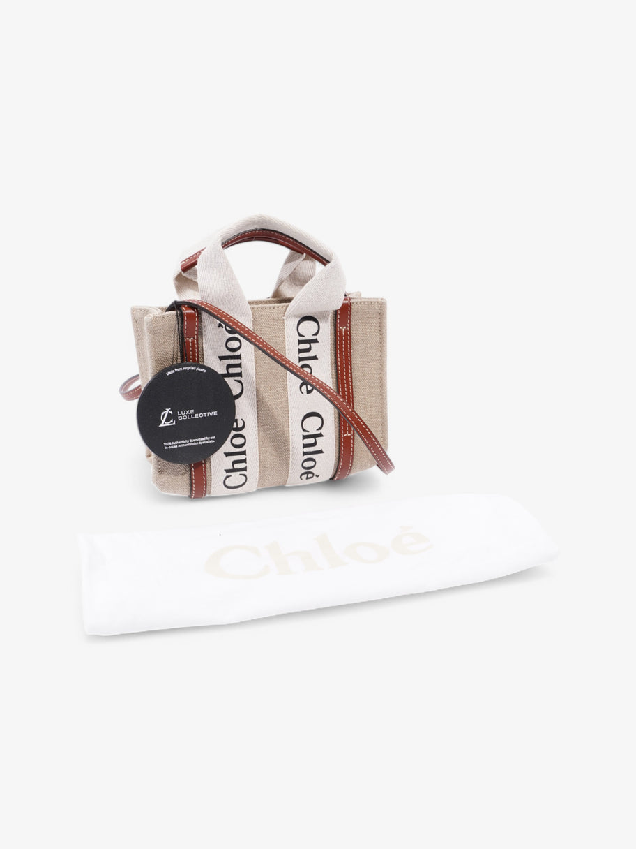 Chloe Woody Tote Beige Canvas Mini Image 8