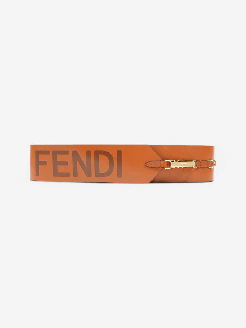 Fendi Logo Belt Tan Leather