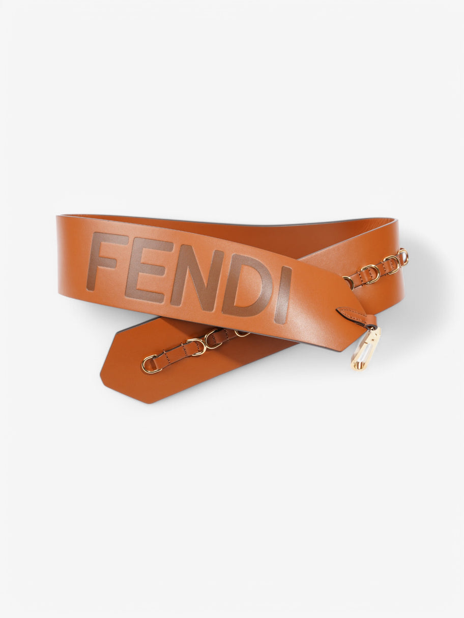 Fendi Logo Belt Tan Leather Image 2