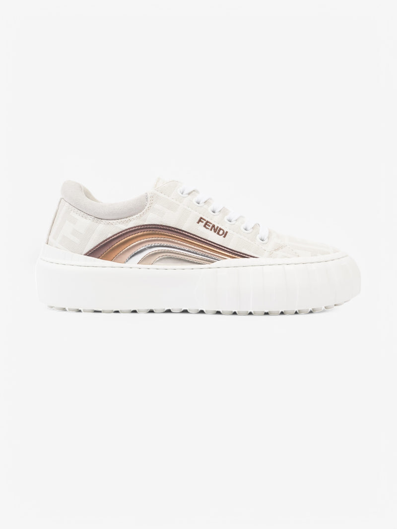  Fendi FF Rainbow Sneakers White  / Stone  / Multicolour Canvas EU 37 UK 4