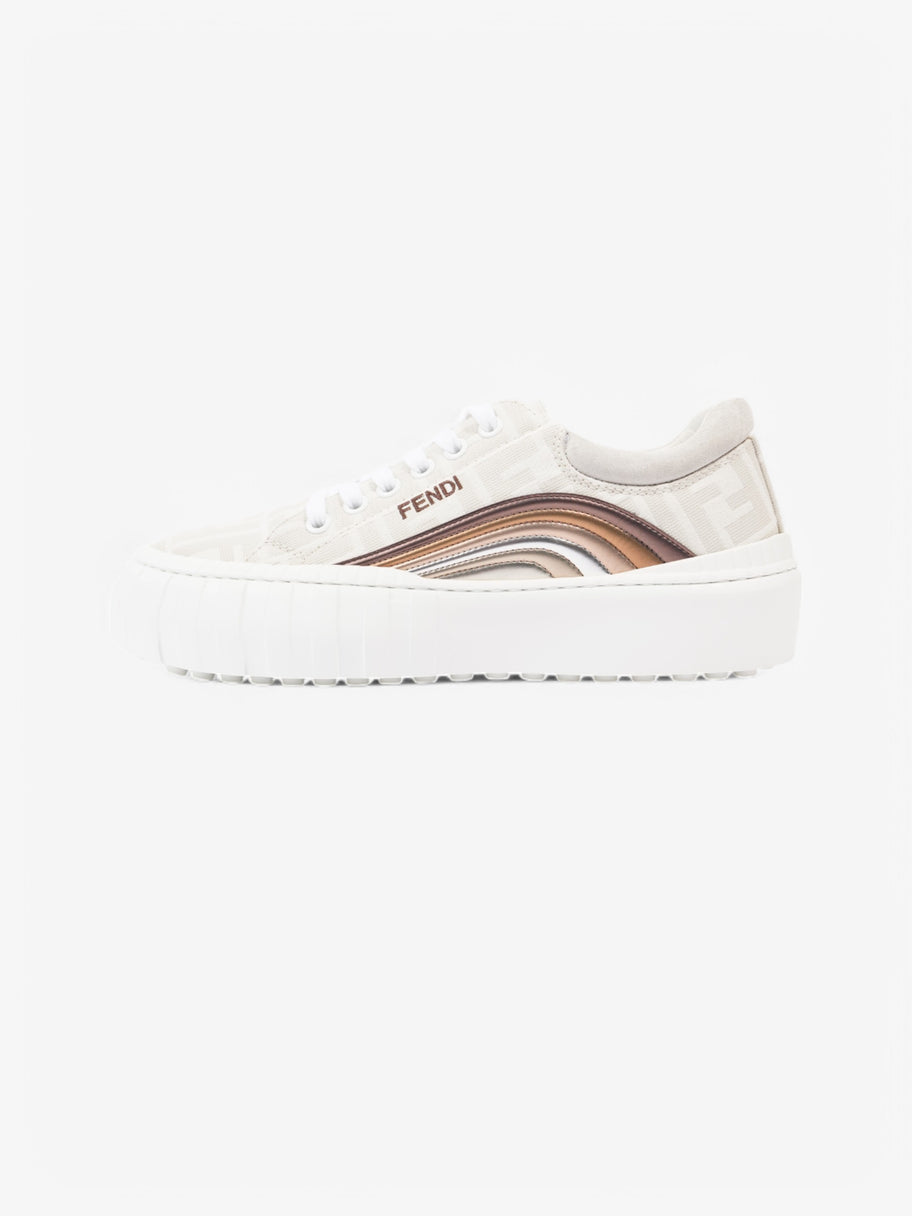 Fendi FF Rainbow Sneakers White  / Stone  / Multicolour Canvas EU 37 UK 4 Image 5