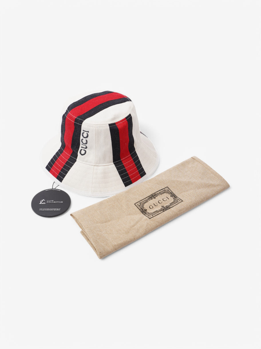 Gucci Gucci Bucket Hat White  / Navy / Red Cotton Small Image 9
