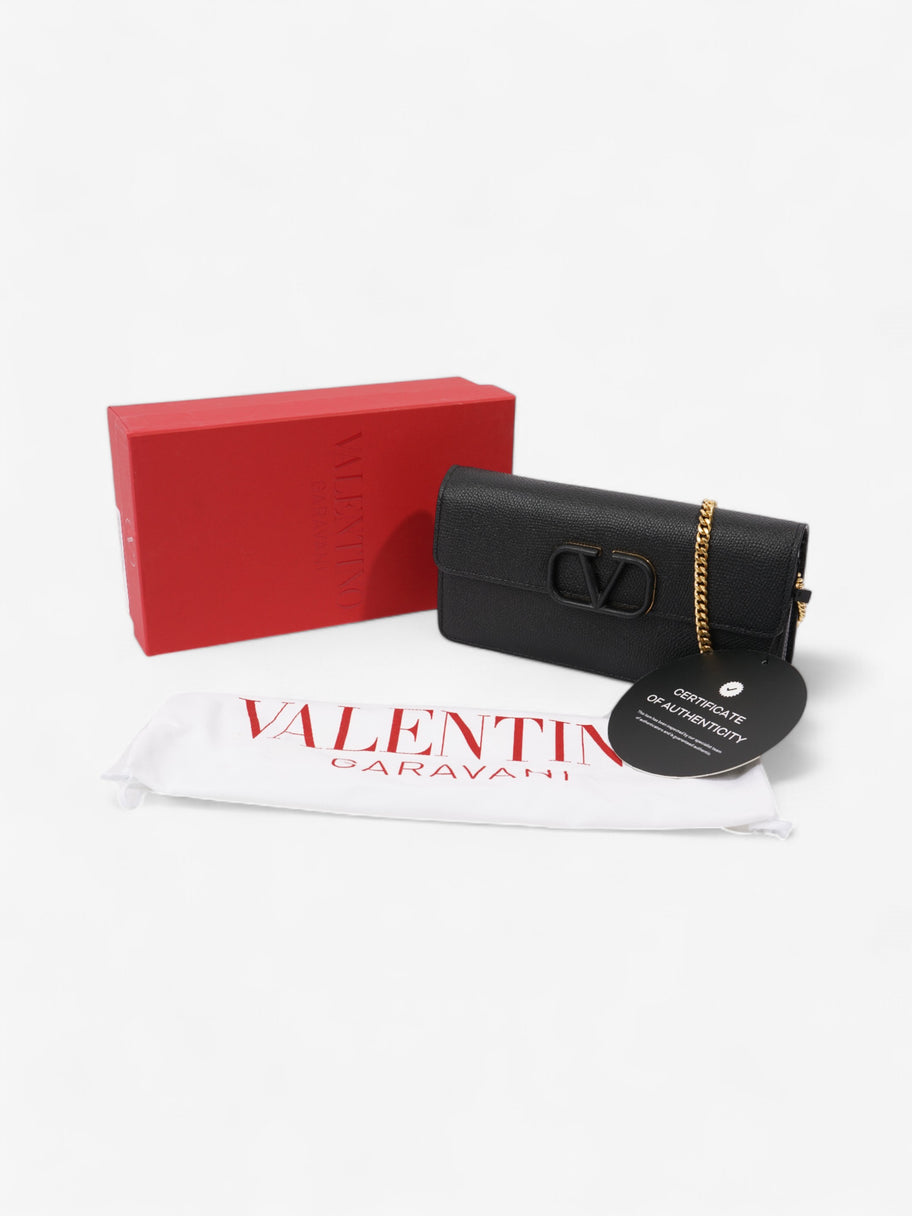 Valentino VLogo Signature Chain Wallet Black Leather Image 12