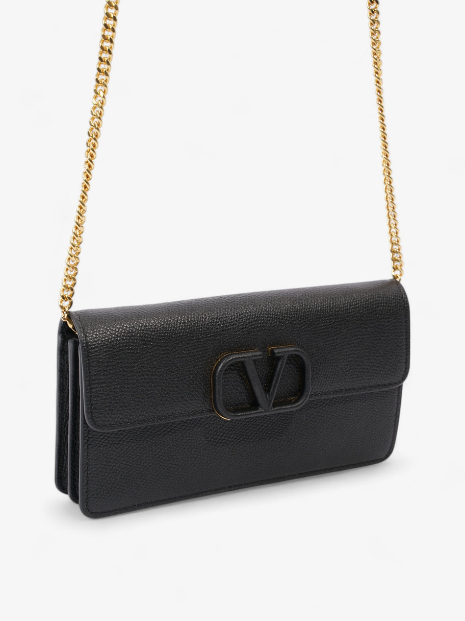 Valentino VLogo Signature Chain Wallet Black Leather Image 7