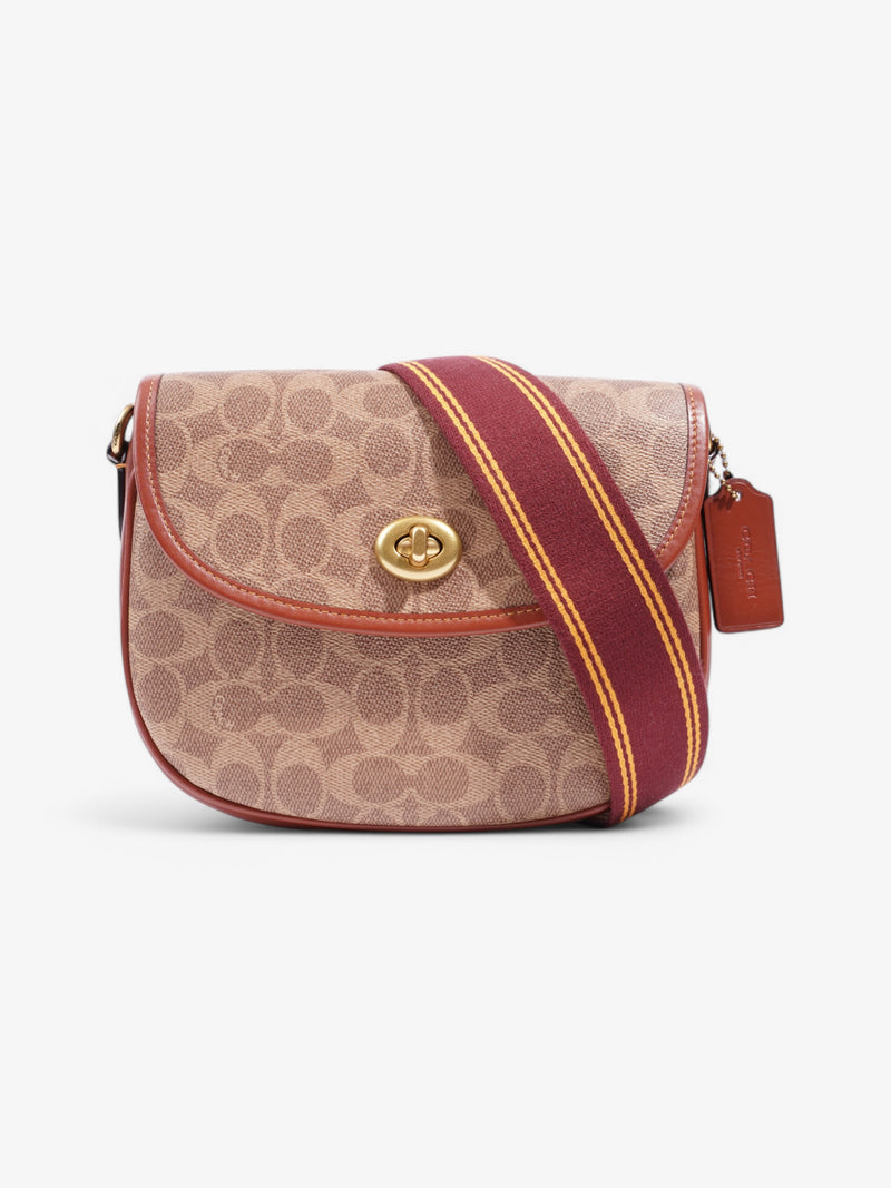  Coach Coach Willow Saddle Handbag Brown / Red Coated Canvas