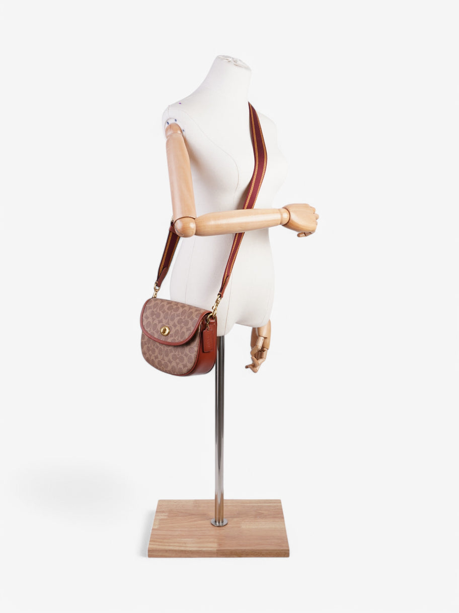 Coach Coach Willow Saddle Handbag Brown / Red Coated Canvas Image 2