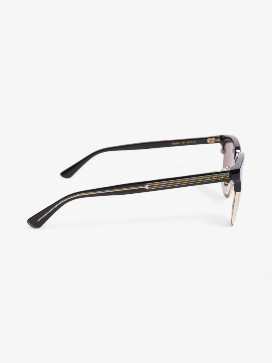 Gucci Rectangular Framed Sunglasses Black / Gold Acetate 145mm Image 4