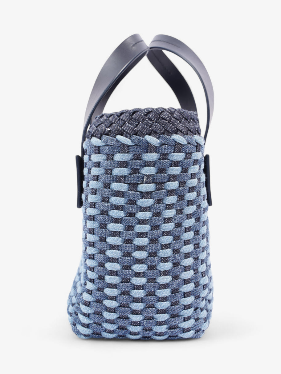 Miu Miu Woven Tote Bag Denim / Dark Blue / White Denim Image 3