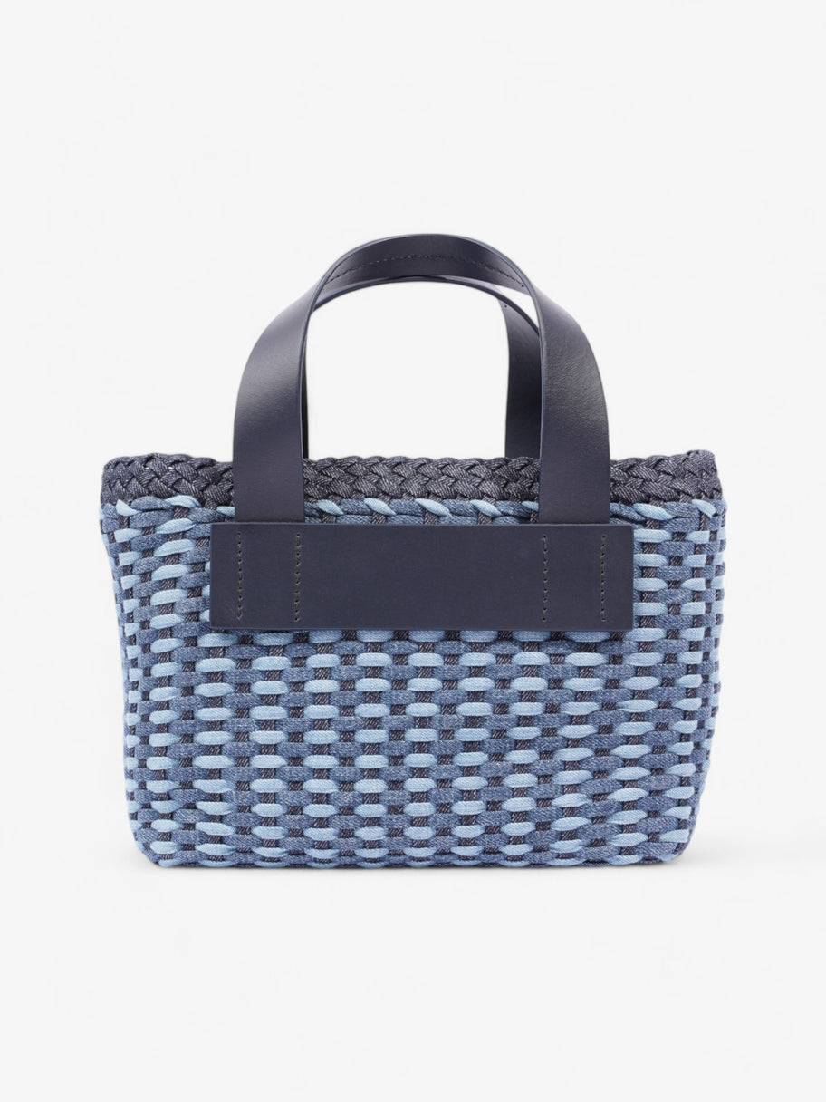Miu Miu Woven Tote Bag Denim / Dark Blue / White Denim Image 4