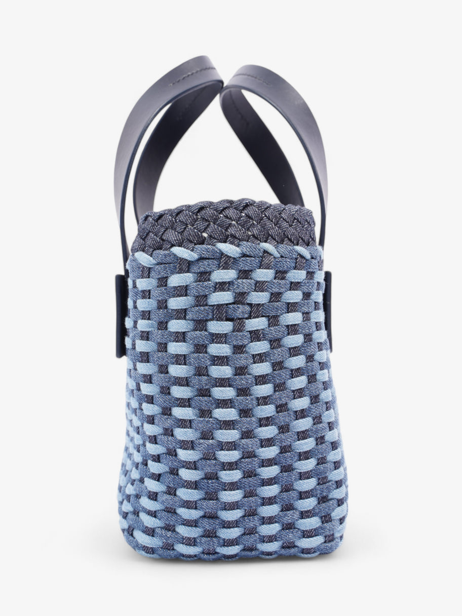 Miu Miu Woven Tote Bag Denim / Dark Blue / White Denim Image 5