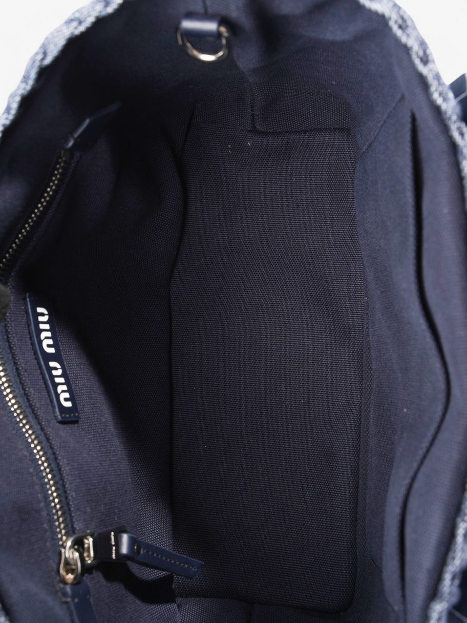 Miu Miu Woven Tote Bag Denim / Dark Blue / White Denim Image 8