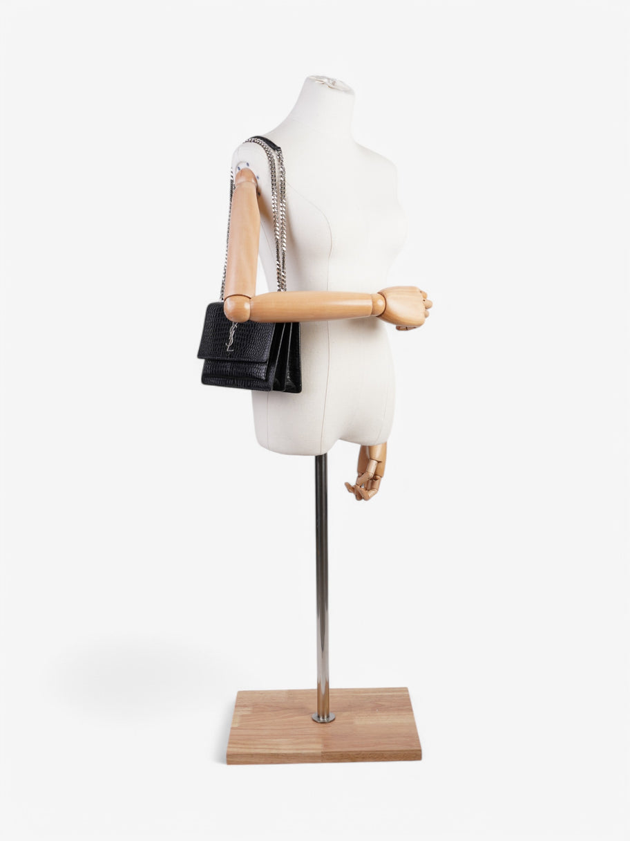 Saint Laurent Sunset Black Embossed Leather Medium Image 2