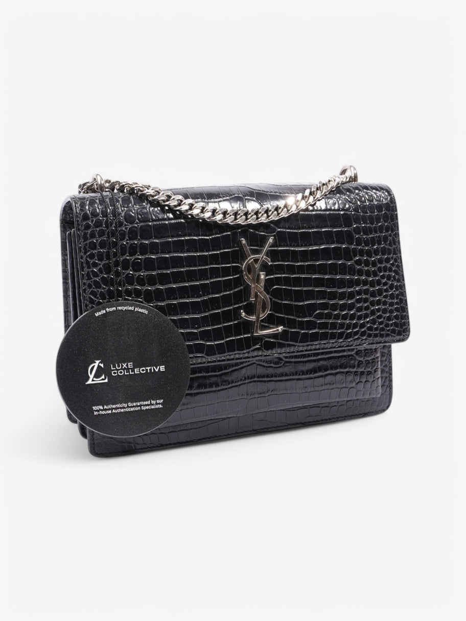 Saint Laurent Sunset Black Embossed Leather Medium Image 9