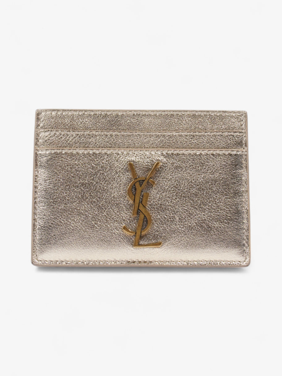 Saint Laurent YSL-Plaque Card Holder Gold Leather Image 1