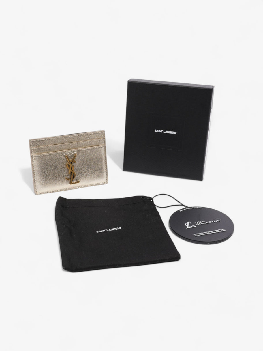 Saint Laurent YSL-Plaque Card Holder Gold Leather Image 6
