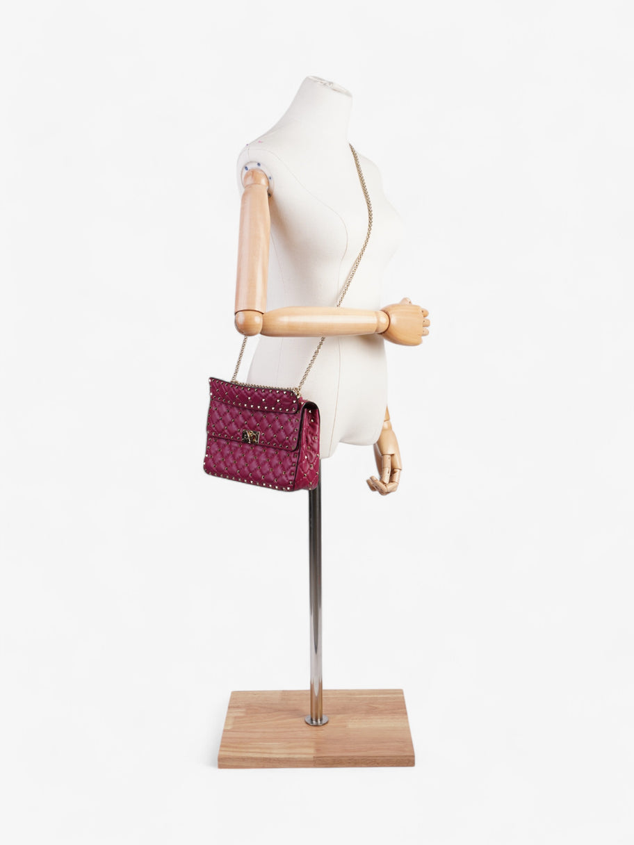 Valentino Rockstud Spike Top Handle Bag Fuschia Leather Medium Image 2