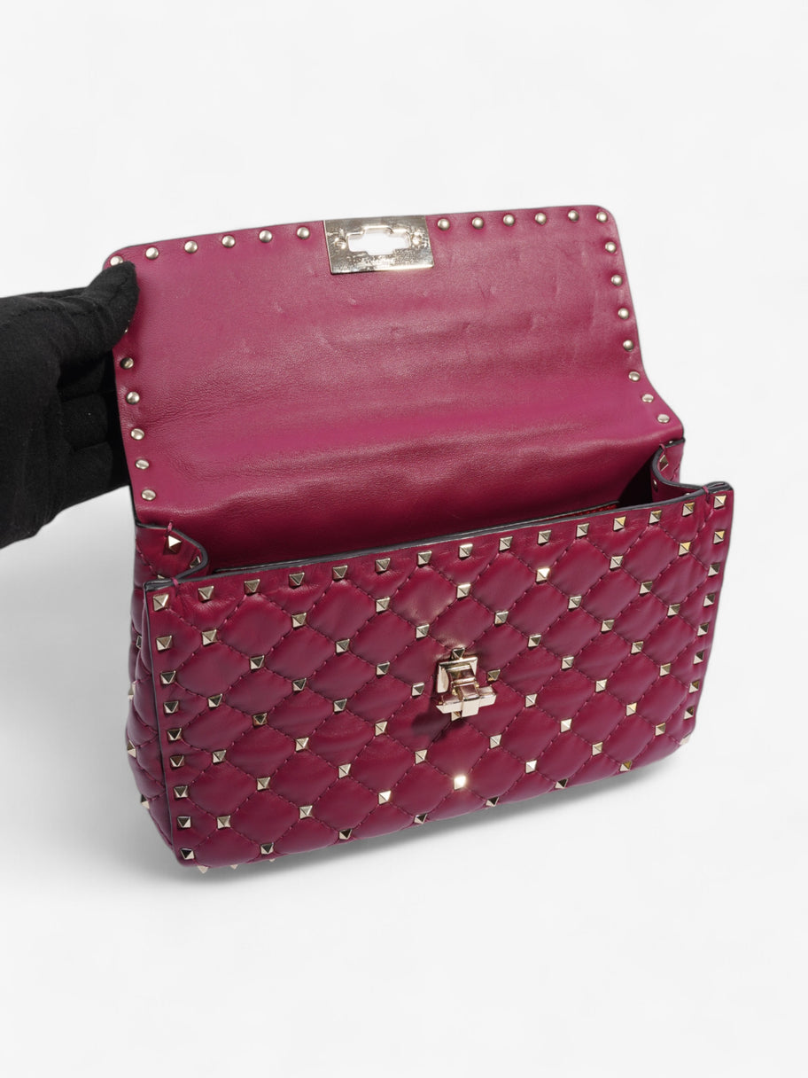 Valentino Rockstud Spike Top Handle Bag Fuschia Leather Medium Image 7