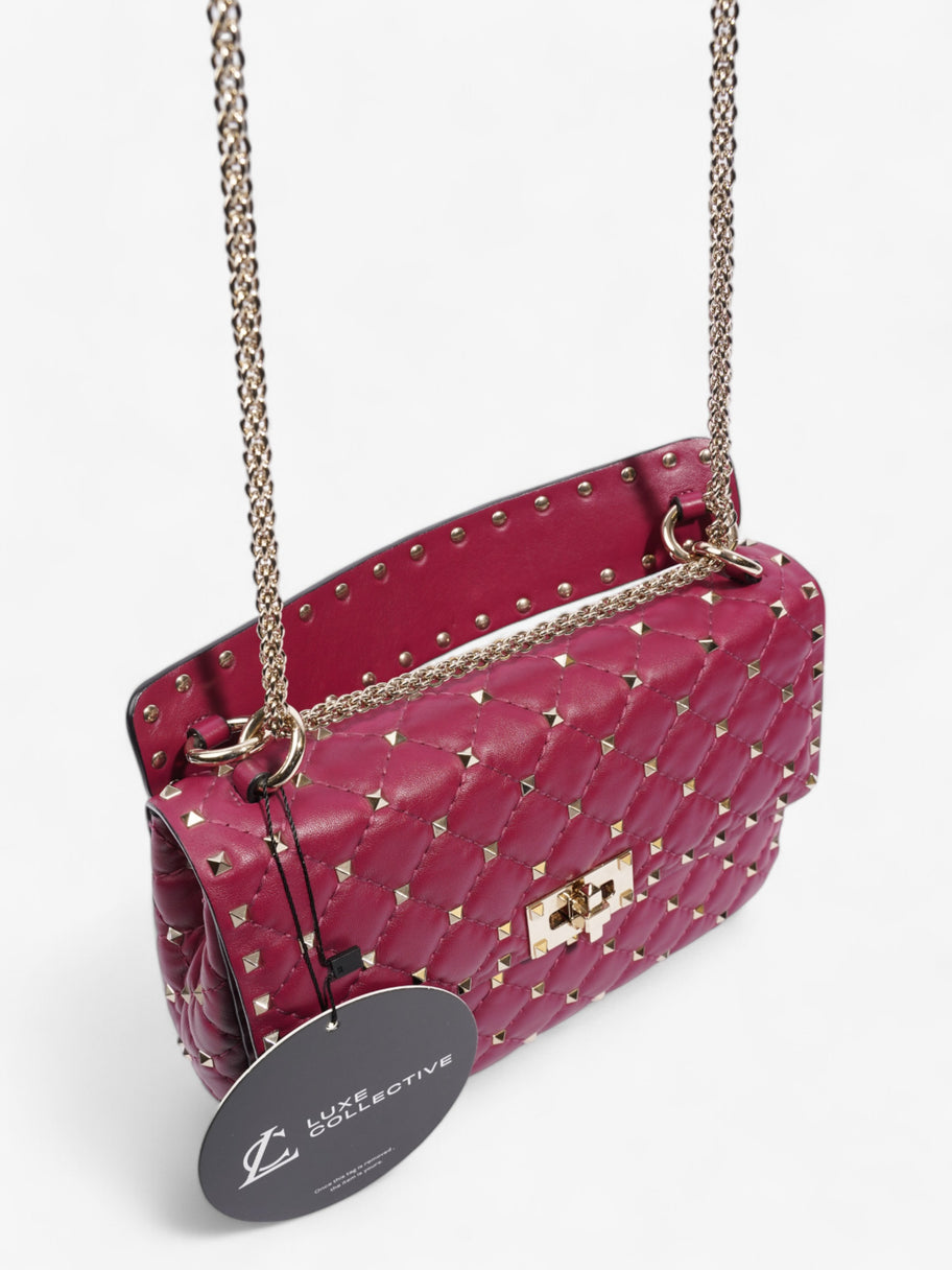 Valentino Rockstud Spike Top Handle Bag Fuschia Leather Medium Image 9