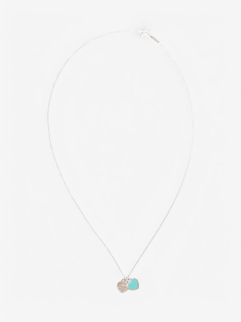  Tiffany and Co Return to Tiffany Mini Double Heart Tag Pendant Silver Silver Sterling