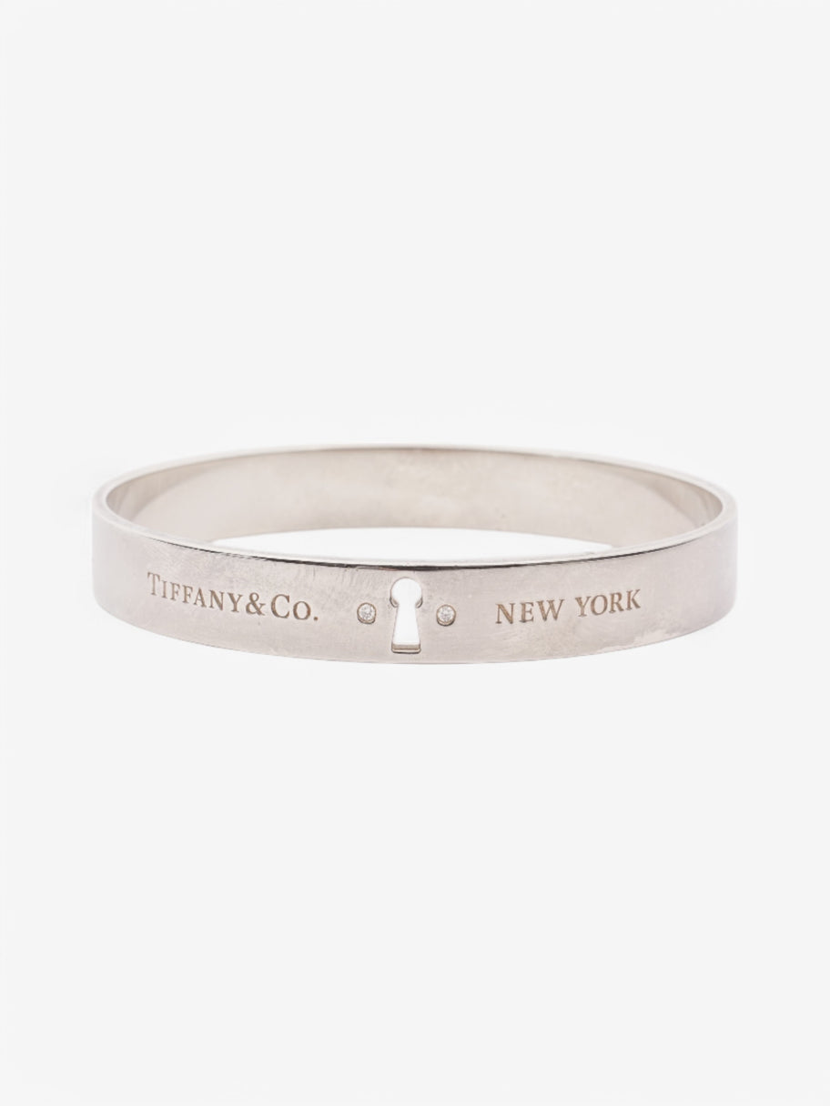 Tiffany and Co Keyhole and Diamond Bangle Silver Silver Sterling Image 1