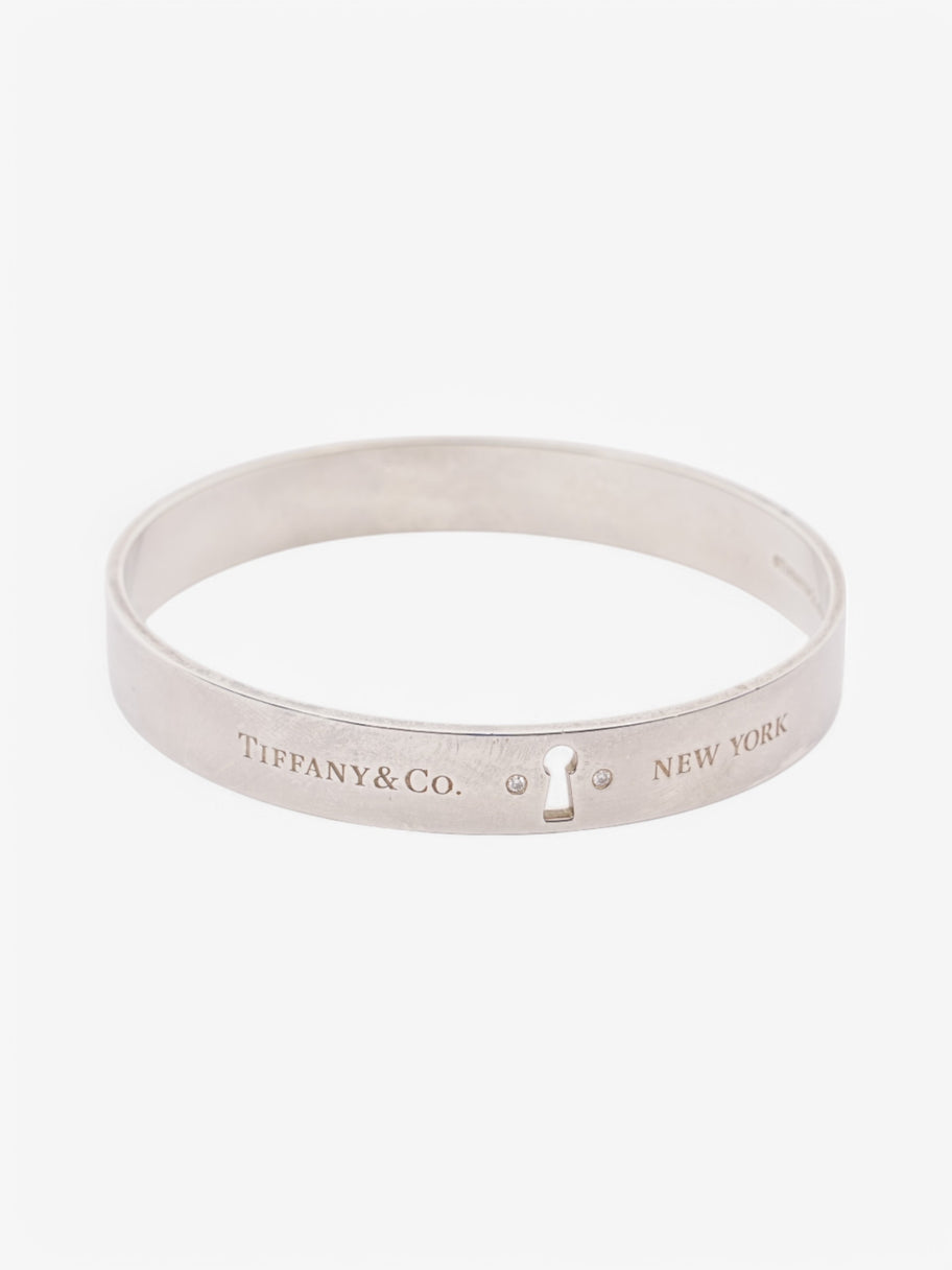 Tiffany and Co Keyhole and Diamond Bangle Silver Silver Sterling Image 4
