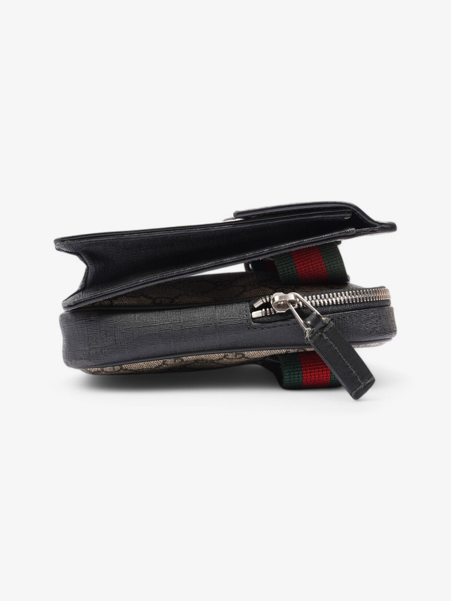 Gucci Two Pocket Belt Bag GG Supreme / Black Coated Canvas Image 3
