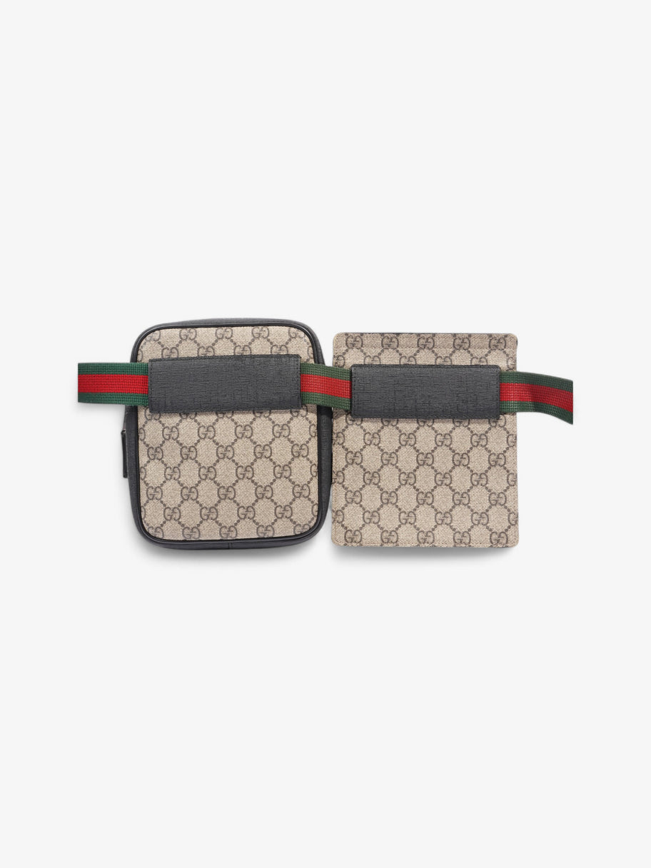 Gucci Two Pocket Belt Bag GG Supreme / Black Coated Canvas Image 4