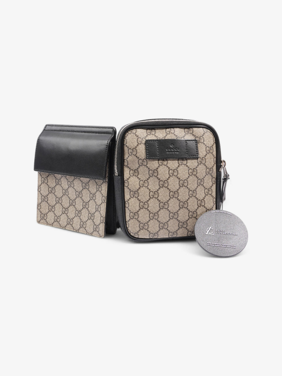Gucci Two Pocket Belt Bag GG Supreme / Black Coated Canvas Image 9