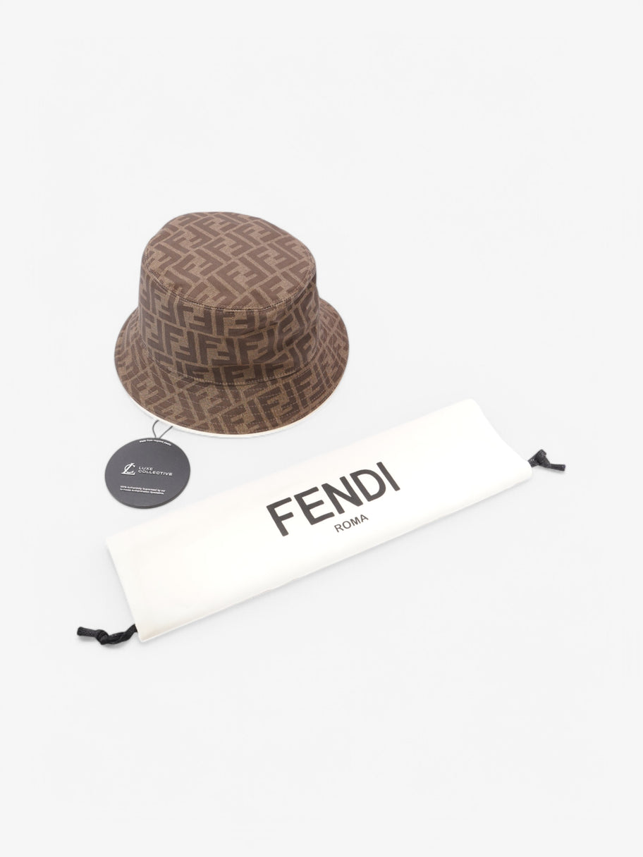 Fendi FF Bucket Hat Brown Canvas M Image 9